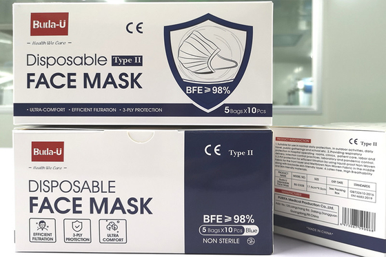 Ιατρική μάσκα προσώπου μιας χρήσης Astm Level 2 Υψηλό ποσοστό φιλτραρίσματος Ce Eua En14683