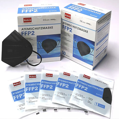Μαύρο FFP2 που φιλτράρει τη μισή μάσκα, μη υφανθείσα μάσκα αναπνευστικών συσκευών, συμπληρώνει συνολικά 5 στρώματα με το λευκό στρώματος επένδυσης, το CE 0370 &amp; το FDA