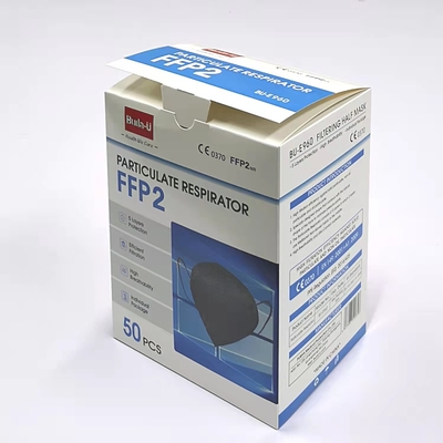 5 μίας χρήσης FFP2 στρώματα μασκών αναπνευστικών συσκευών, μη υφανθείσα μάσκα προσώπου, επικυρωμένη CE μάσκα σκόνης FFP2, μαύρη τυπωμένη ύλη αποτύπωσης σε ανάγλυφο