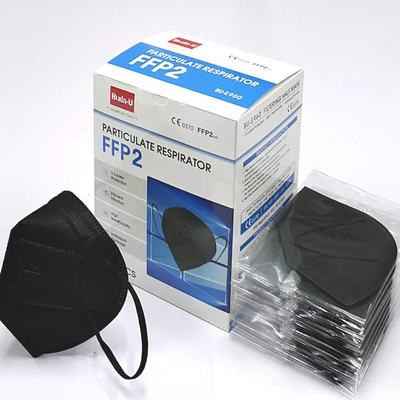 Μαύρο μίας χρήσης μοριακό CE 0370 μασκών προσώπου σκόνης FFP2 αναπνευστικών συσκευών αντι με Earloops