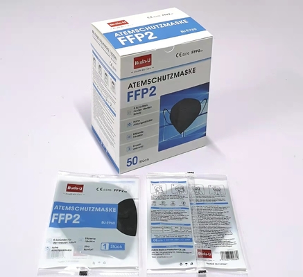 Μαύρη μάσκα FFP2 αναπνευστικών συσκευών ονομαστικών αξιών buda-u με το CE και FDA που καταχωρούνται, ευρωπαϊκή τυποποιημένη φιλτράροντας μάσκα προσώπου