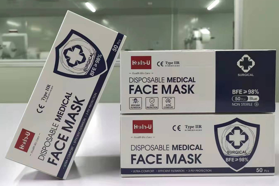 Τύπος IIR 3 χειρουργική μάσκα προσώπου πτυχών με 98% ελάχιστο BFE