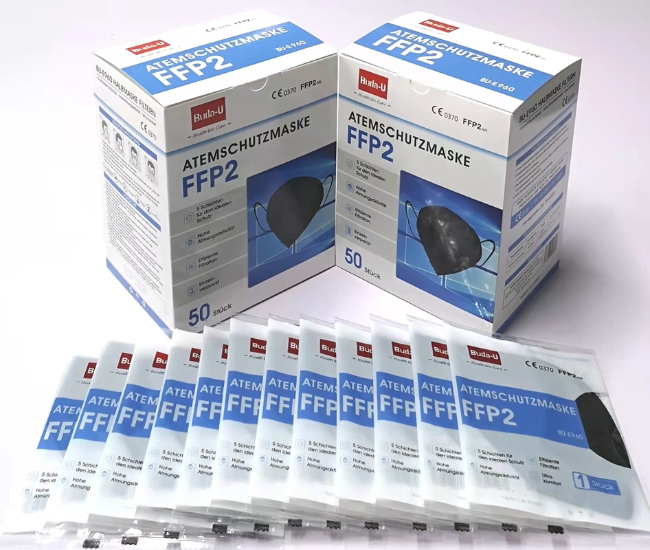 Μάσκα FFP2, προστατευτική μάσκα αναπνευστικών συσκευών CE εκτύπωσης σημαδιών CE προσώπου FFP2 με το CE 0370, στον άσπρο κατάλογο εξαγωγής της Κίνας