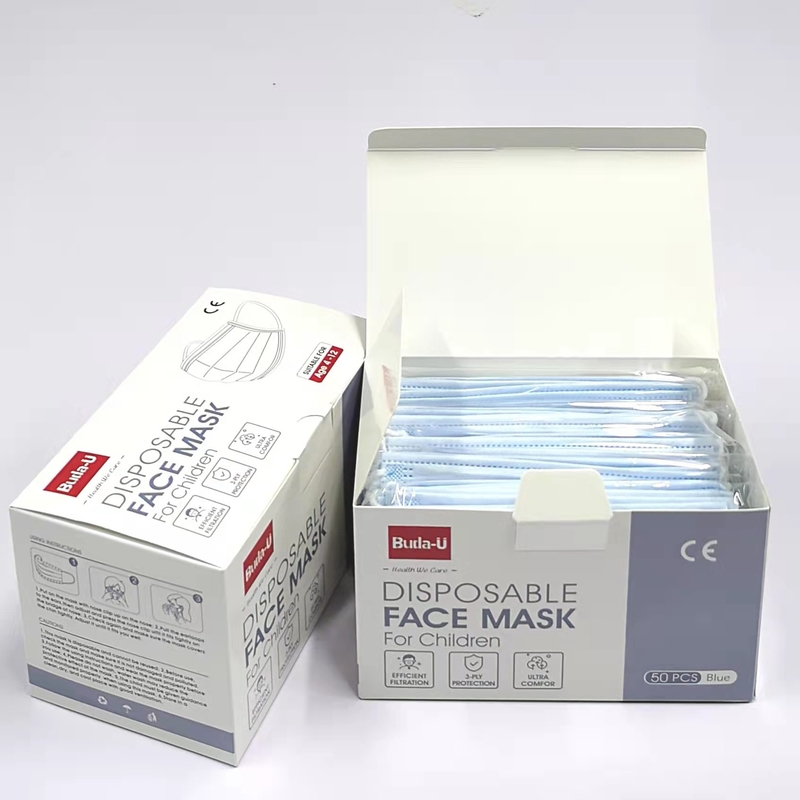 Μπλε μίας χρήσης ιατρική μάσκα προσώπου, μάσκα προσώπου παιδιών Earloop MDR 3 στρώματα