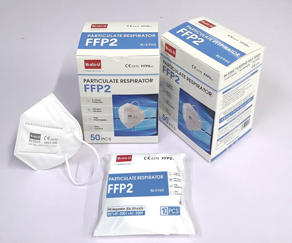 Άσπρη μίας χρήσης μάσκα αναπνευστικών συσκευών μασκών προσώπου Earloop FFP2 με την πιστοποίηση CE και την εγγραφή FDA