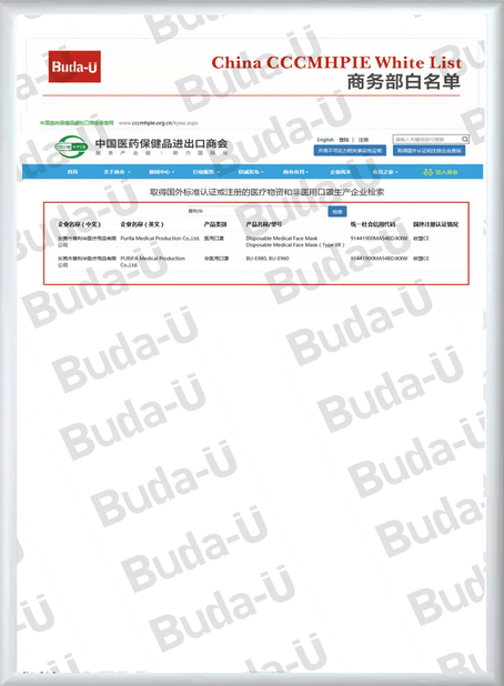 Κίνα PURIFA Medical Production Co.,Ltd Πιστοποιήσεις