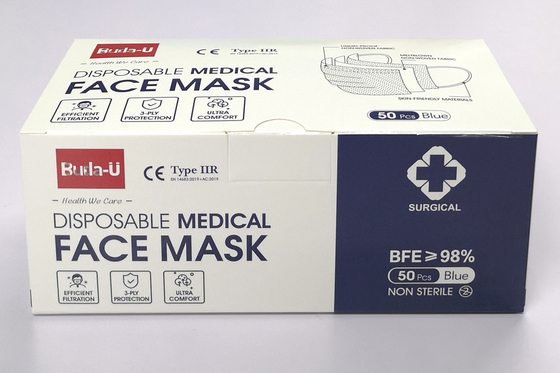 Επίπεδο 2 ASTM χειρουργική μάσκα προσώπου με τους βρόχους αυτιών 3 στρώματα προϊόντων μίας χρήσης