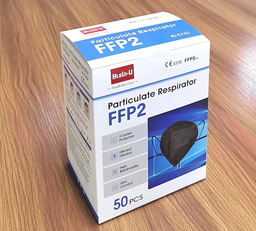 Μαύρη μάσκα προσώπου FFP2, μοριακή μάσκα αναπνευστικών συσκευών FFP2, FFP2 με μάσκα πιστοποίησης CE την υφαμένη προστατευτική μη