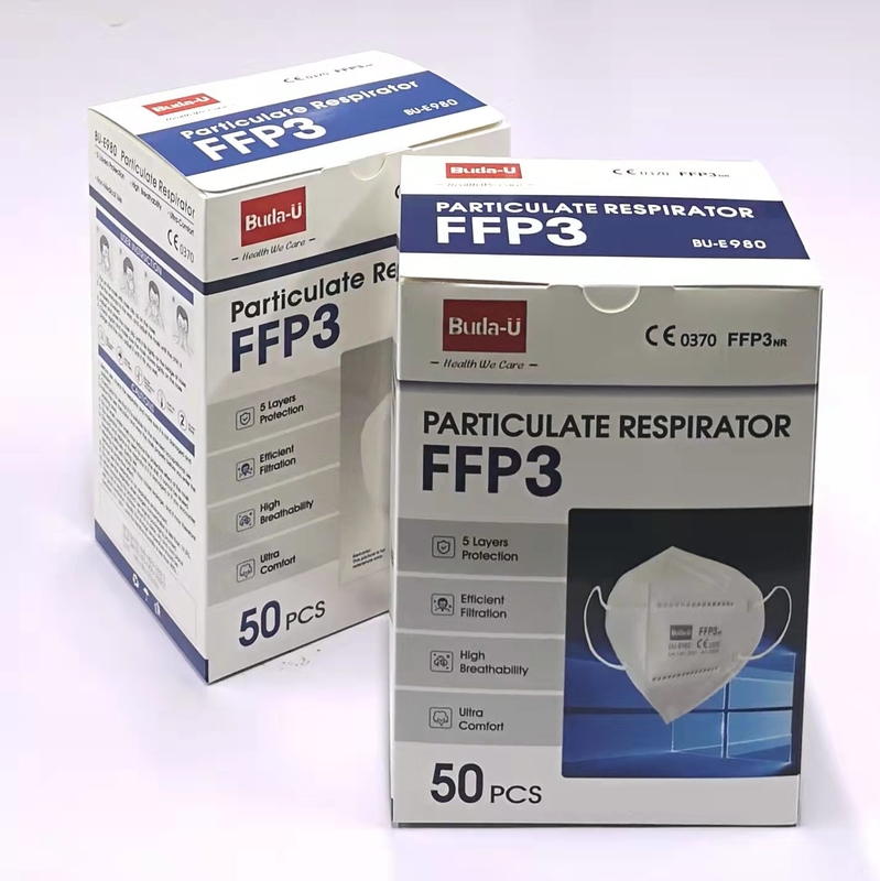 FFP3 μοριακή πιστοποίηση CE μασκών αναπνευστικών συσκευών, μάσκα FFP3 με Earloops, καμία επικεφαλής αναπνευστική συσκευή μασκών προσώπου ζωνών FFP3