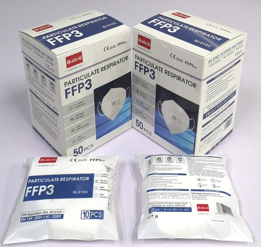 5 άσπρων FFP3 στρώματα μασκών σκόνης, FFP3 που φιλτράρουν τη μισή μάσκα χωρίς βαλβίδα