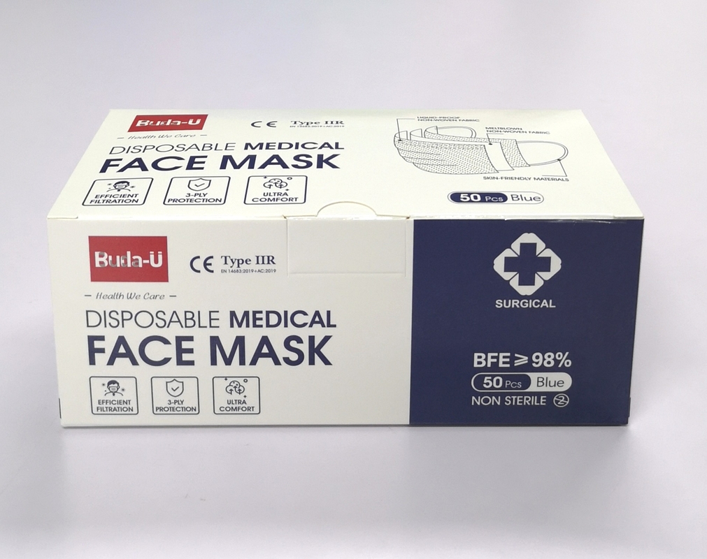 Μίας χρήσης χειρουργική μάσκα προσώπου τύπων IIR για τη μάσκα προσώπου νοσοκομείων 3PLY, το EN 14683: 2019+AC: 2019